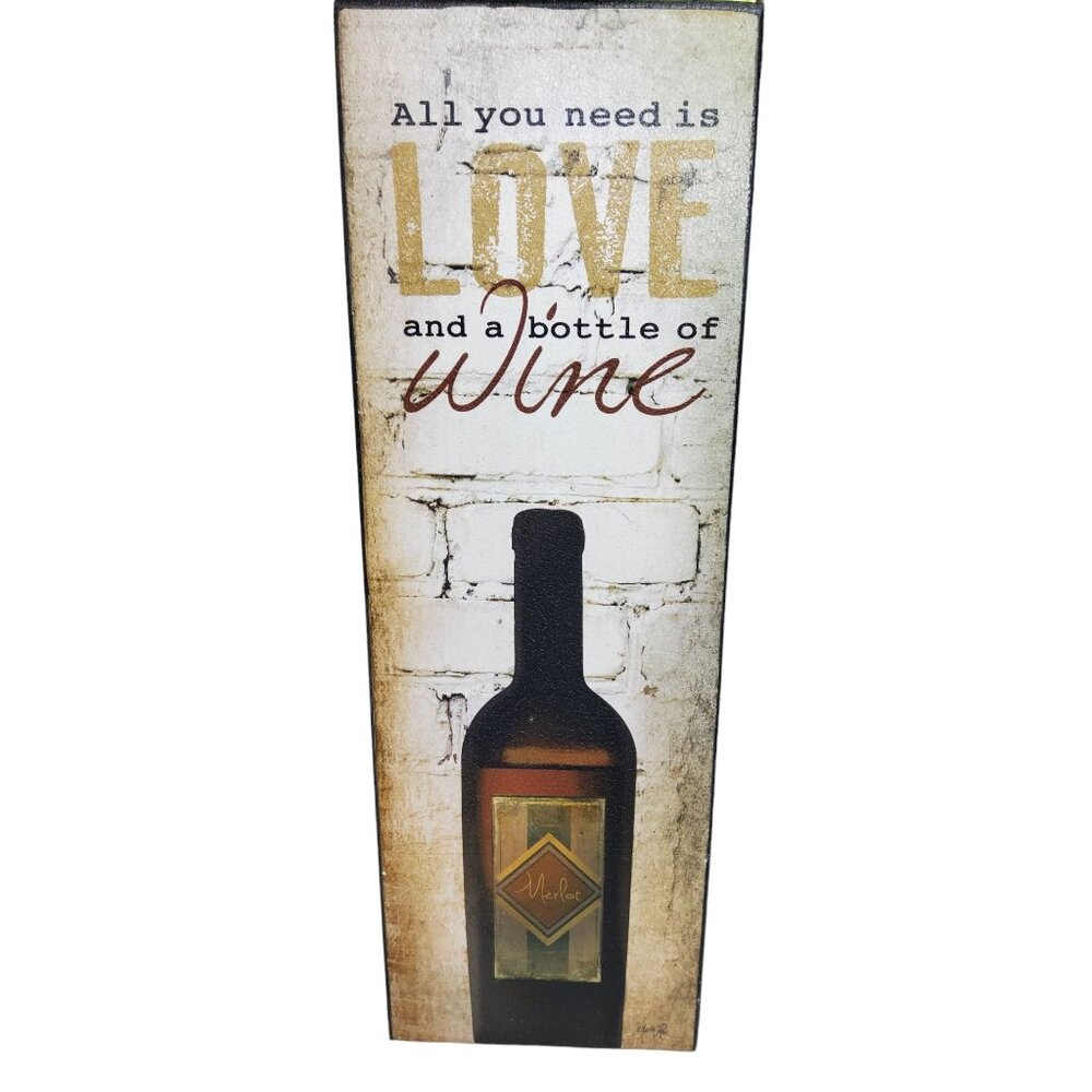 vintage creative products "all you need is love and a bottle of wine" wall decor